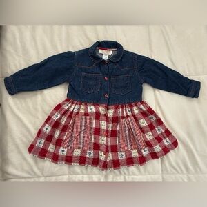 Baby Beluga New York Denim & Patchwork Dress 24M Red Gingham Quilt Style